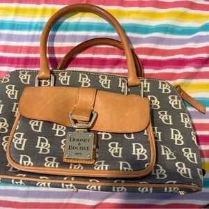 VintageDooney & Bourke Tan Trim Signature Satchel Bag